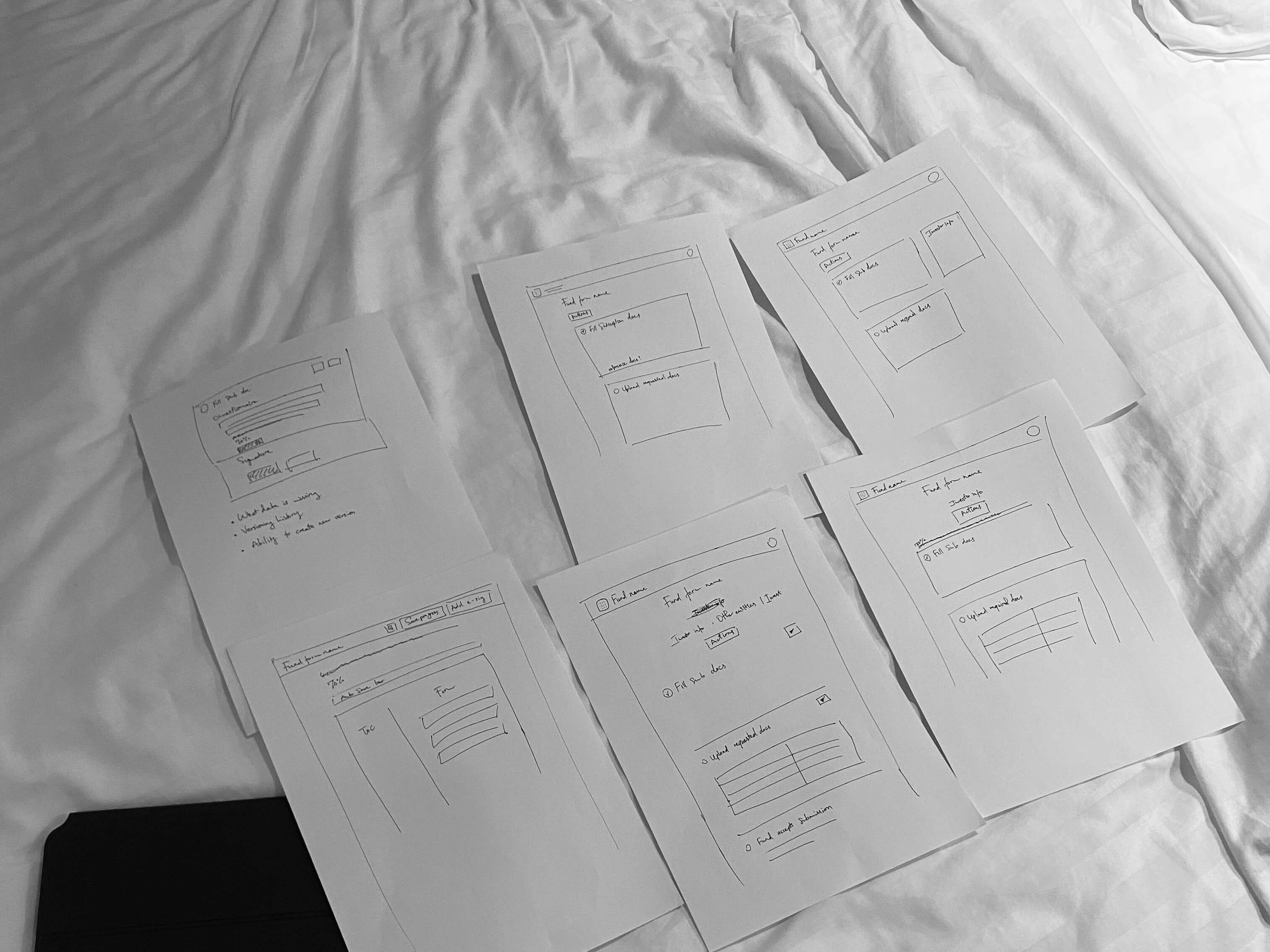 Wireframes to sketch different layout options for a summary page